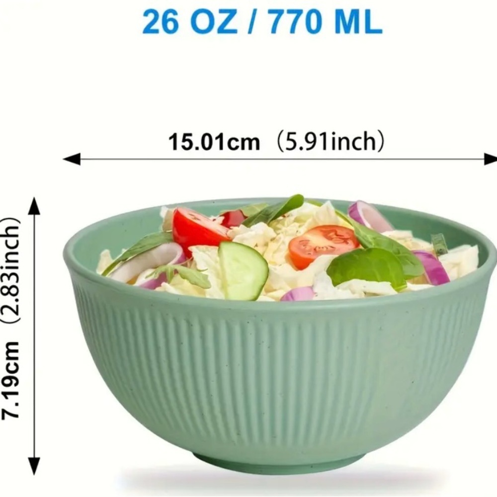 8pc Unbreakable Colorful Ribbed Bowls Set - Picture 2 of 3